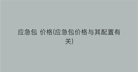 应急包 价格(应急包价格与其配置有关)